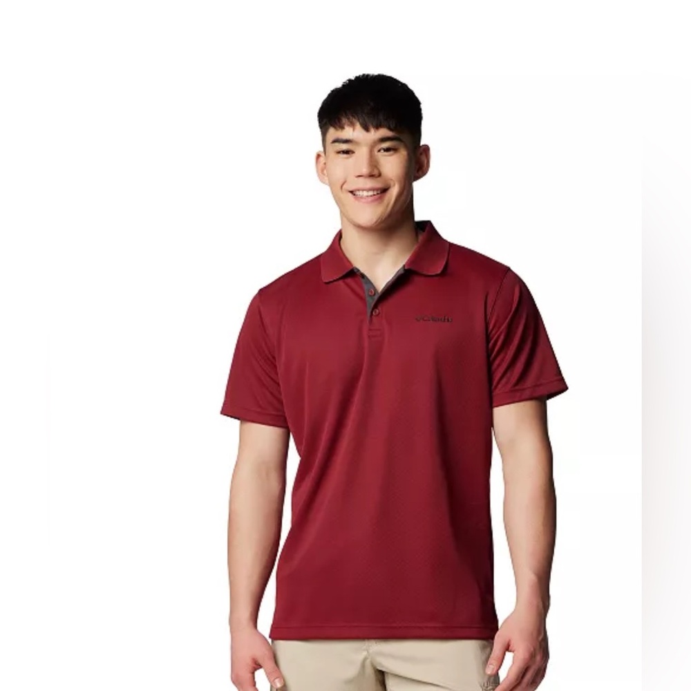 NWOT, Men’s Columbia Omni Shade Red/Rust Polo Shirt, size Large